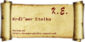Krámer Etelka névjegykártya