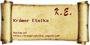 Krámer Etelka névjegykártya